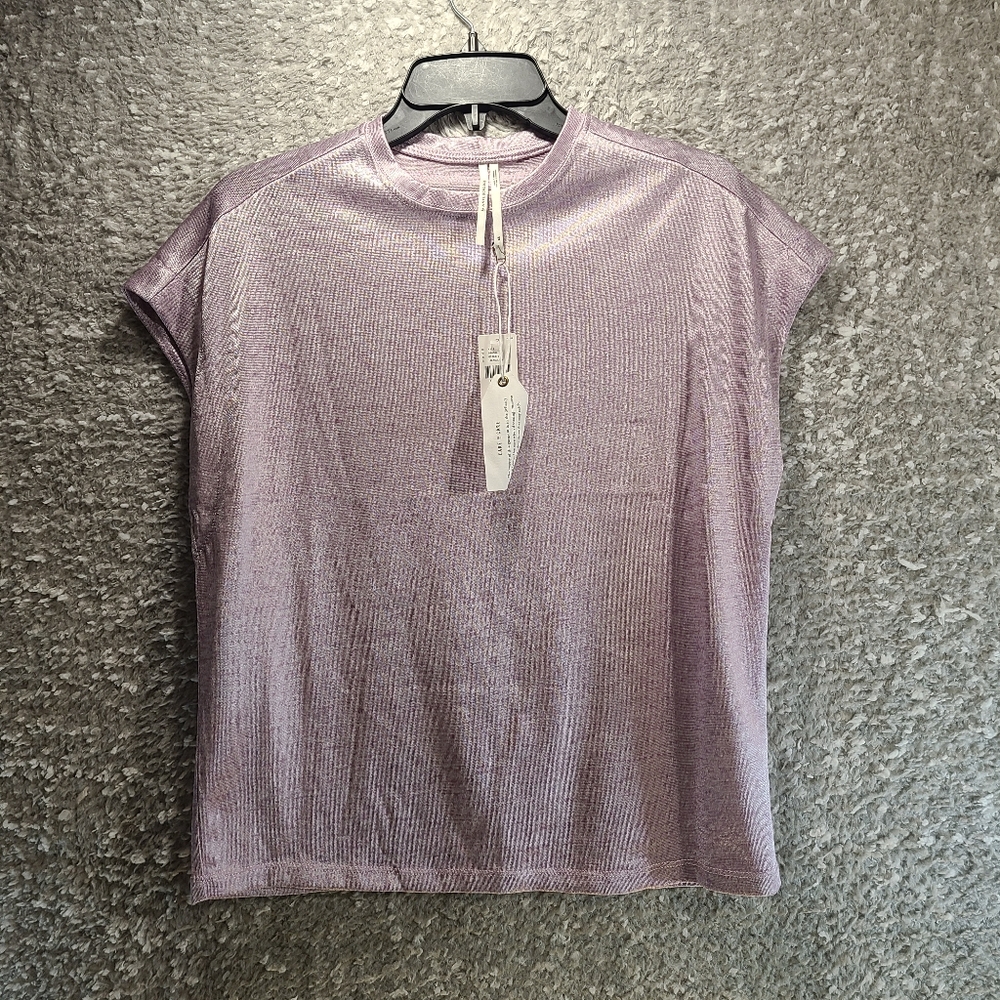 By Anthropologie Women Purple Lilac Boxy Top Blouse XS Polyester NWT